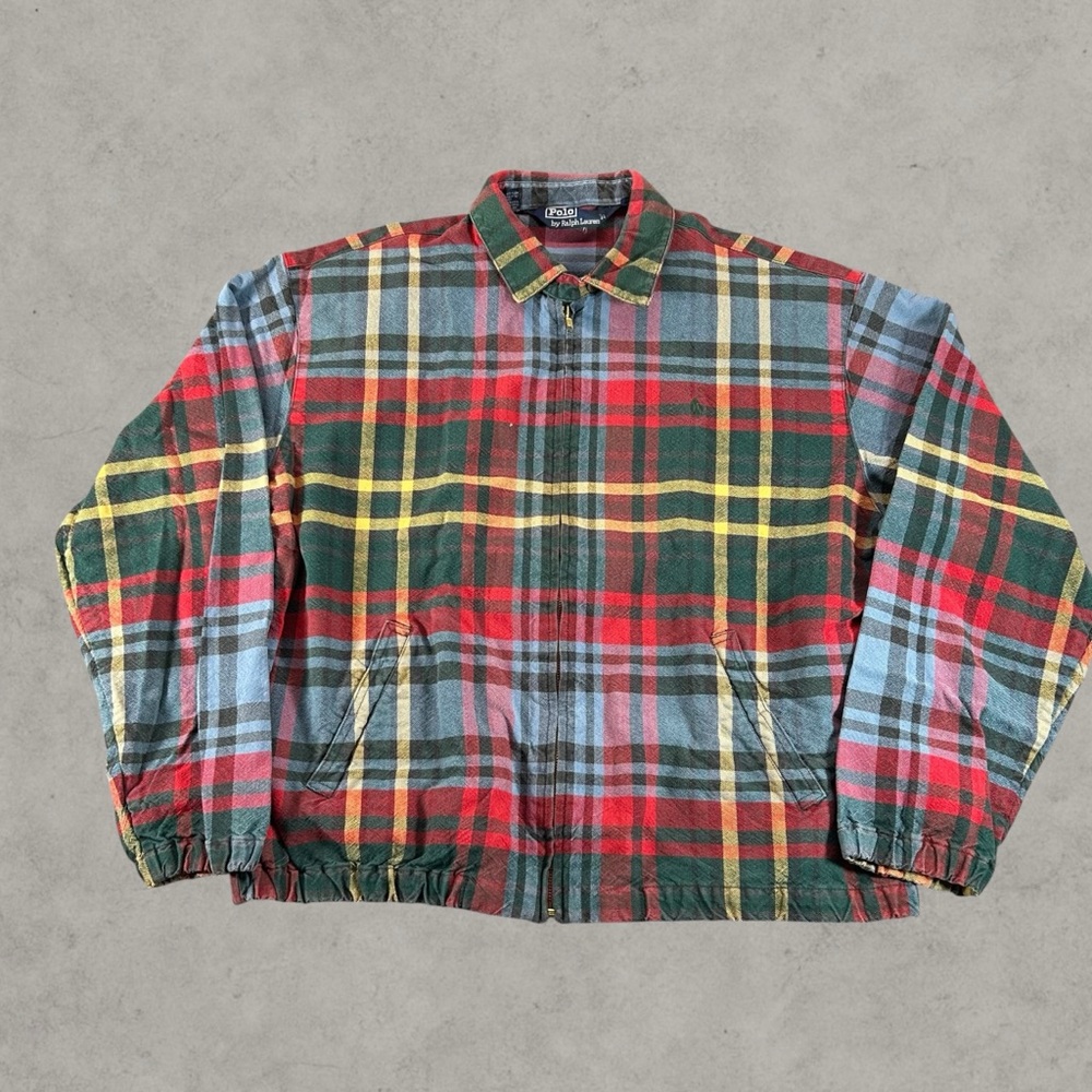 Vintage Polo By Ralph Lauren Harrington Jacket‎ Mens Large Red Plaid Swing Top